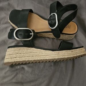 a.n.a Black and Tan Espadrilles with Platform Sole